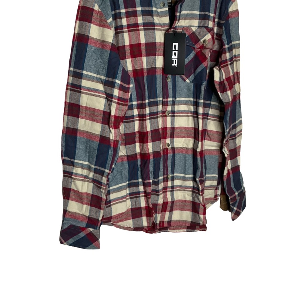 CQR NWT All Cotton Flannel Long Sleeve Casual Button Up Plaid Shirt - Picture 2 of 5